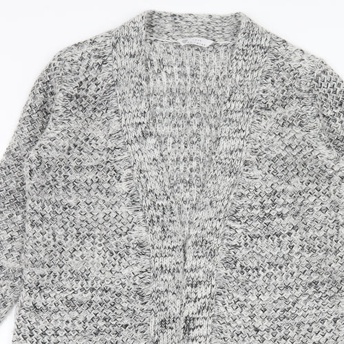 BHS Womens Grey Striped Knit Cardigan Jumper Size M