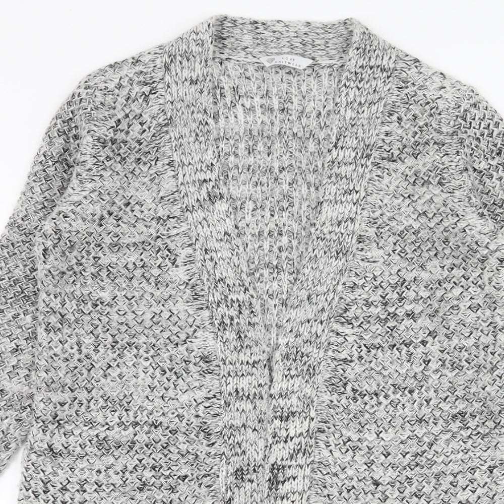 BHS Womens Grey Striped Knit Cardigan Jumper Size M