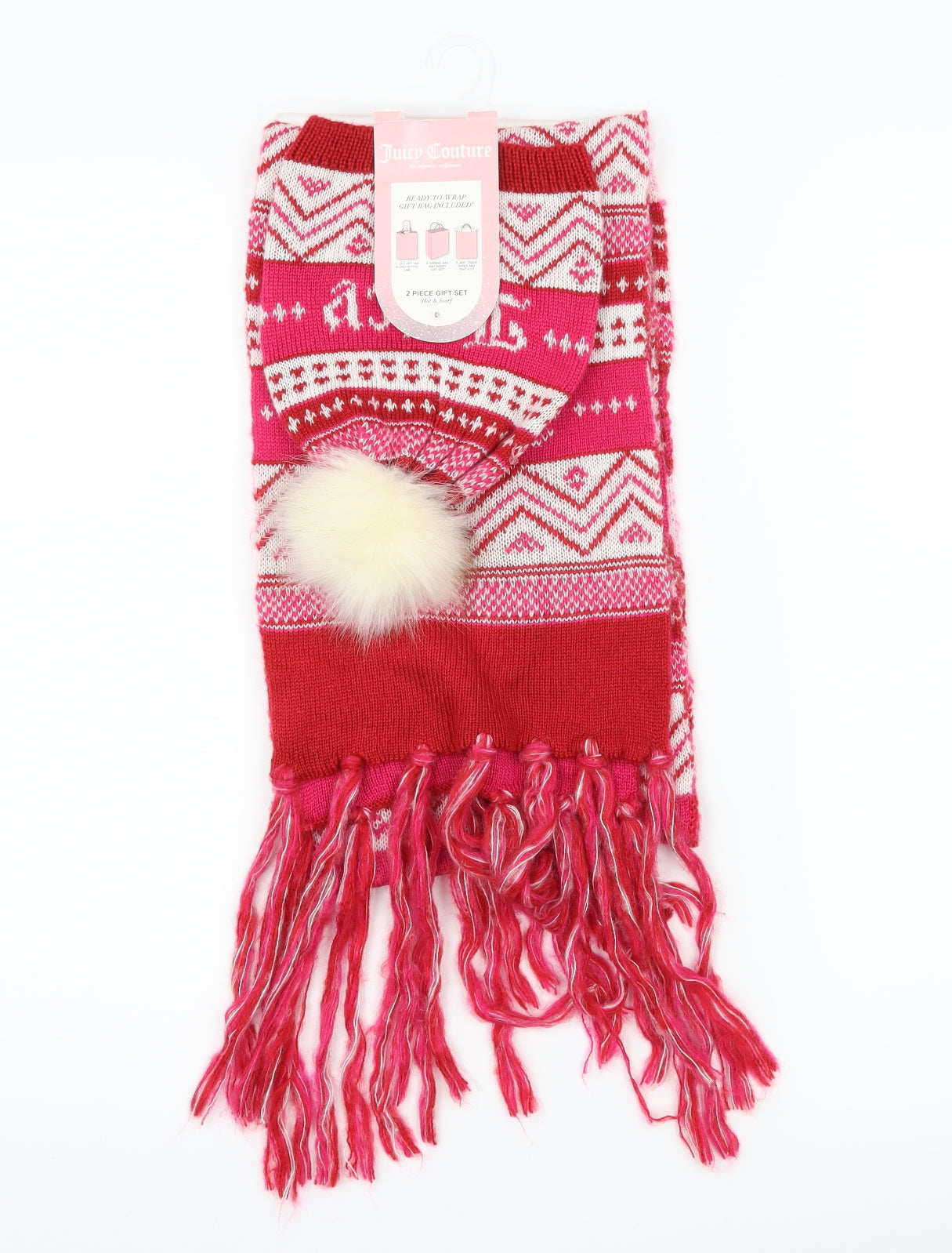 Juicy Couture Womens Red Striped Knit  Scarf