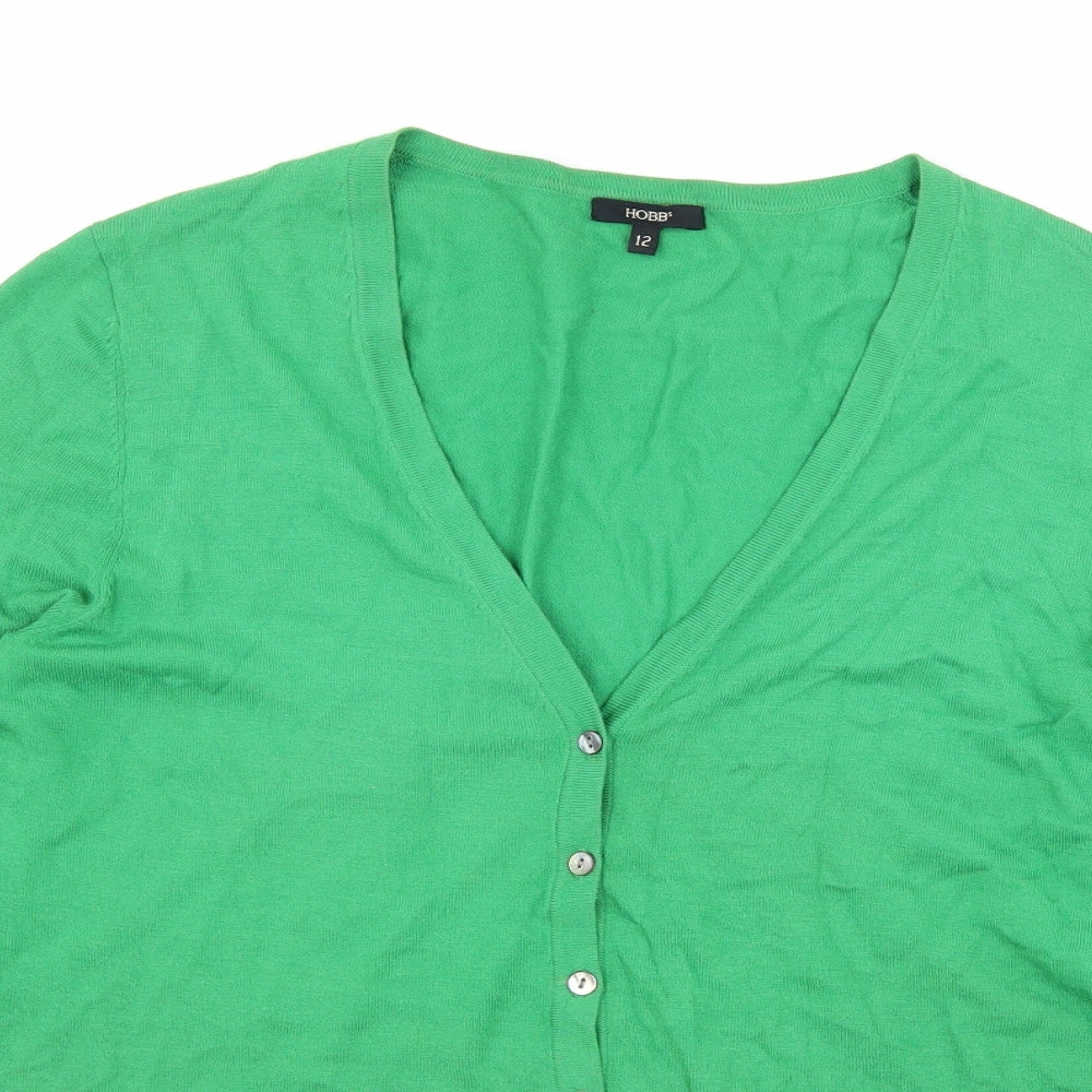 Hobs Womens Green  Knit Cardigan Jumper Size 12