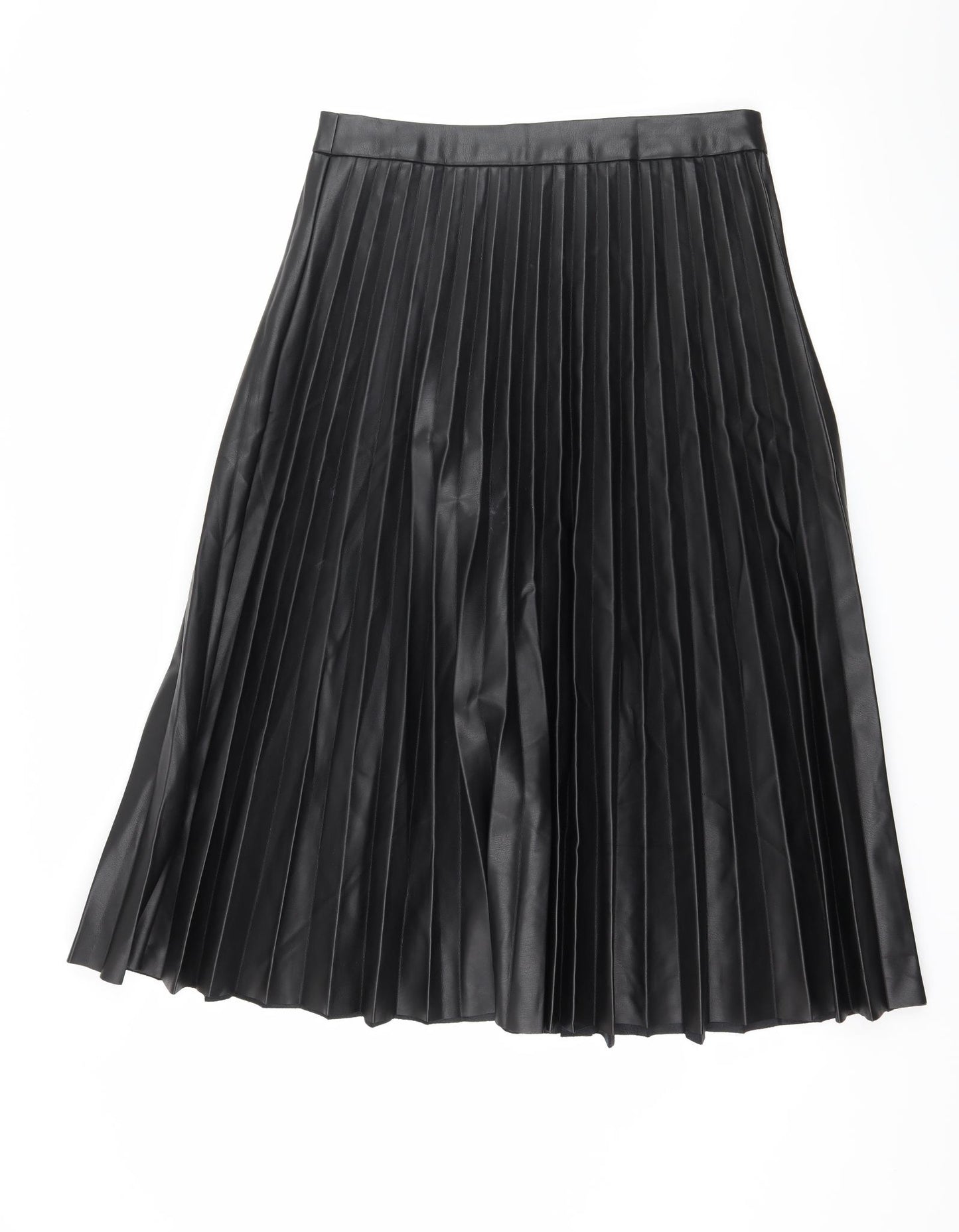 Primark Womens Black   Pleated Skirt Size 12  - Faux Leather