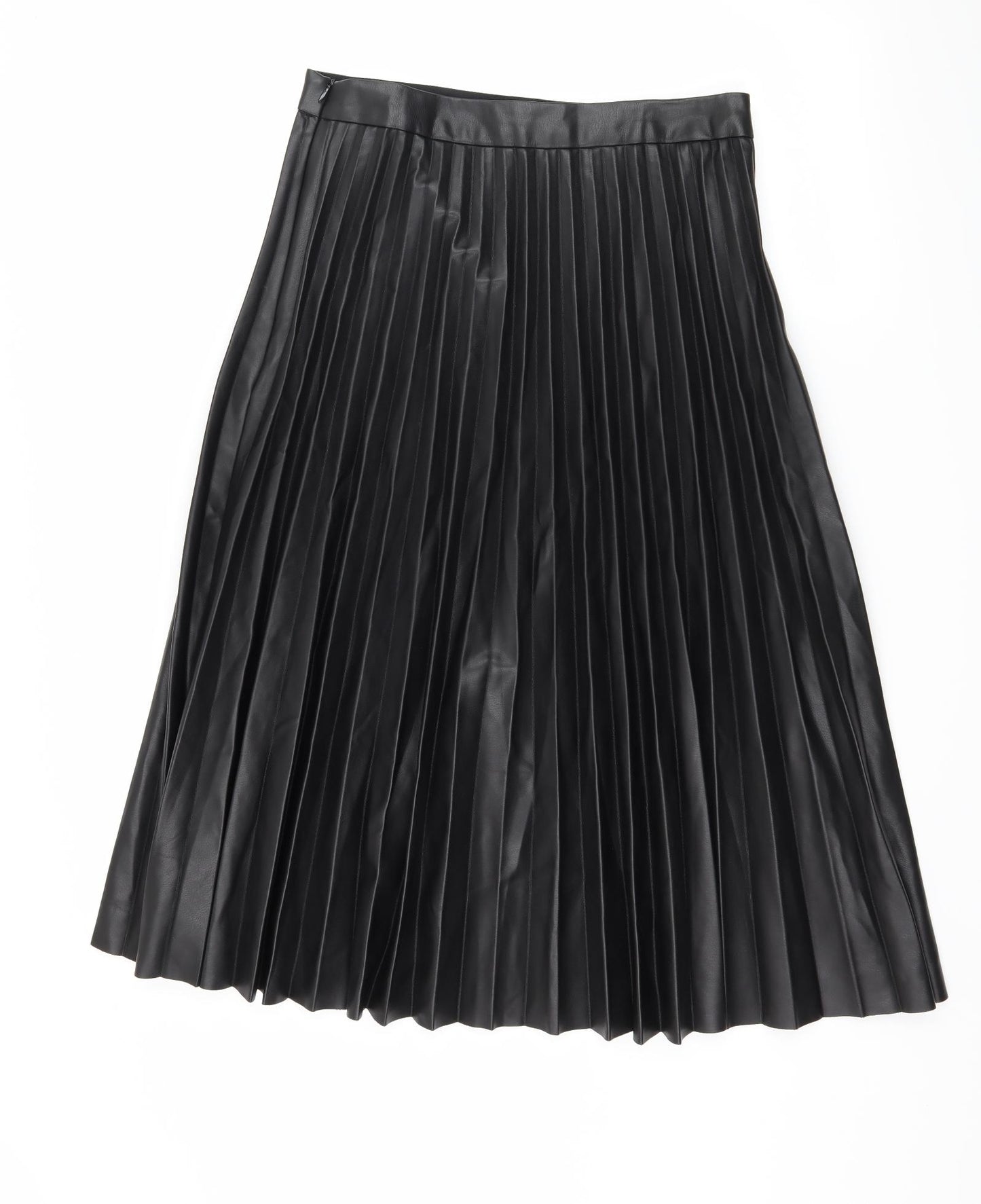 Primark Womens Black   Pleated Skirt Size 12  - Faux Leather