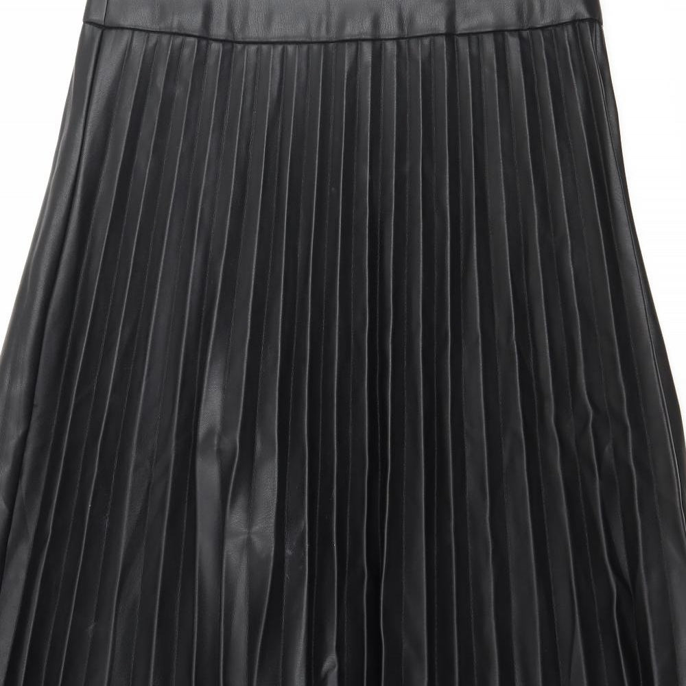 Primark Womens Black   Pleated Skirt Size 12  - Faux Leather