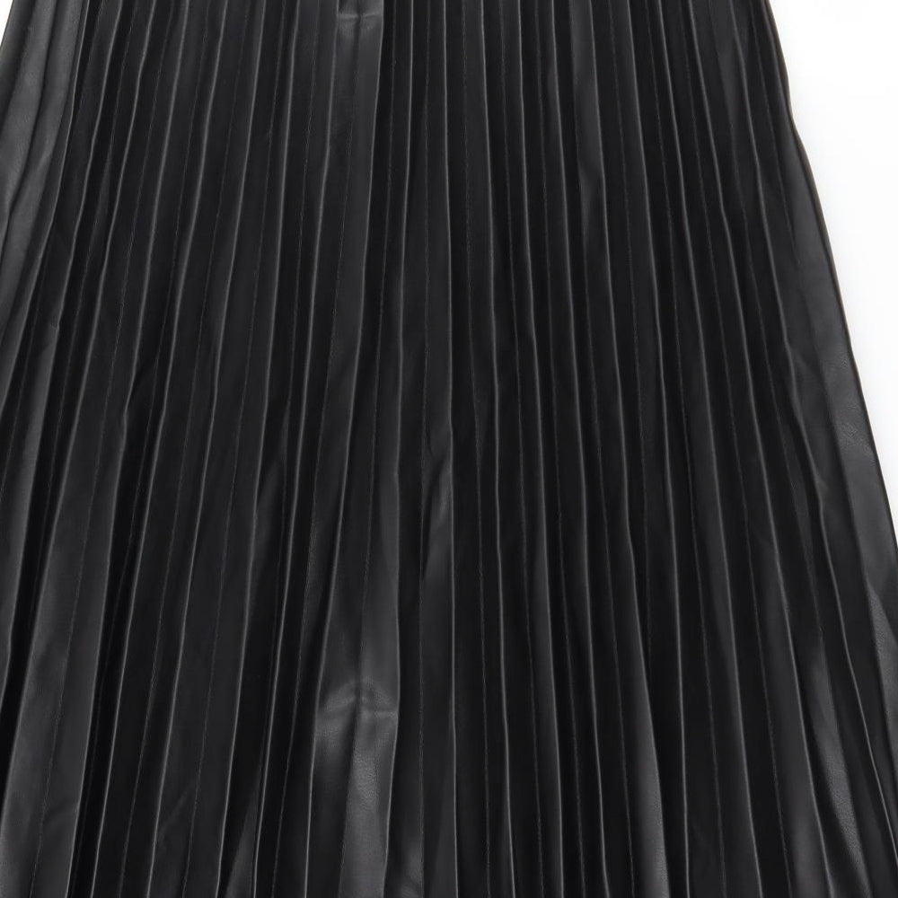 Primark Womens Black   Pleated Skirt Size 12  - Faux Leather