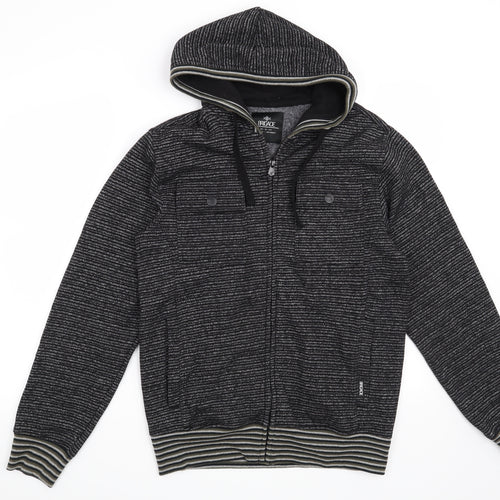Brigade Mens Black Striped  Full Zip Hoodie Size S