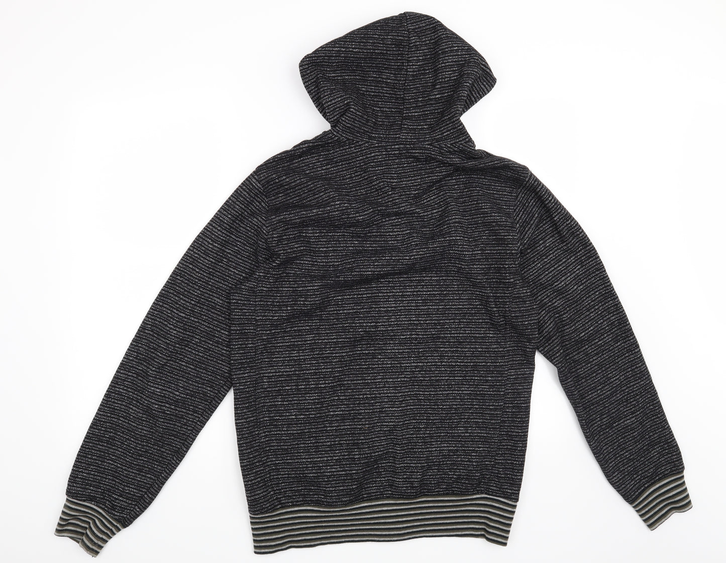 Brigade Mens Black Striped  Full Zip Hoodie Size S