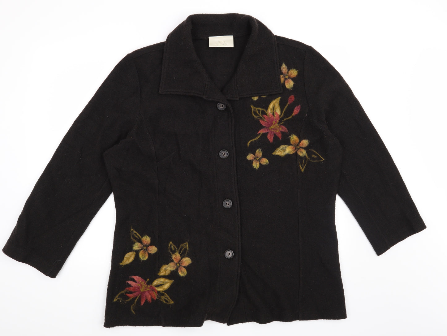Ann Harvey Womens Brown Floral  Jacket Coatigan Size 20