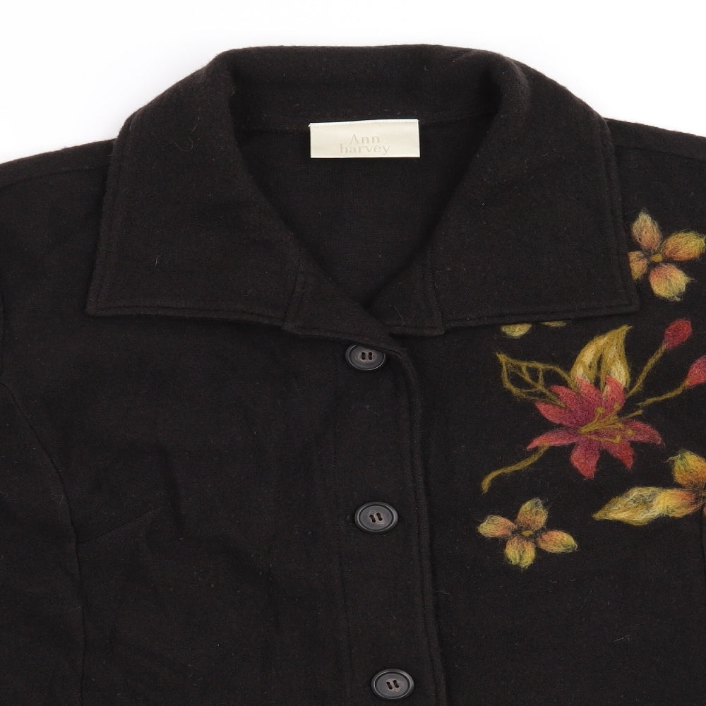 Ann Harvey Womens Brown Floral  Jacket Coatigan Size 20