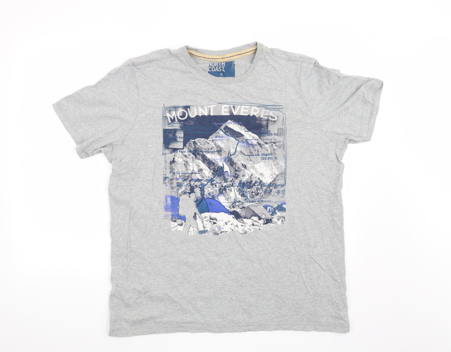 North Coast Mens Grey    T-Shirt Size XL  - Mount Everest