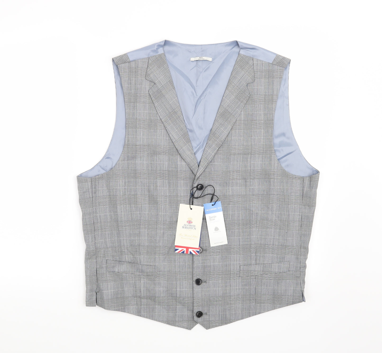 Marks and Spencer Mens Grey Check  Jacket Waistcoat Size L