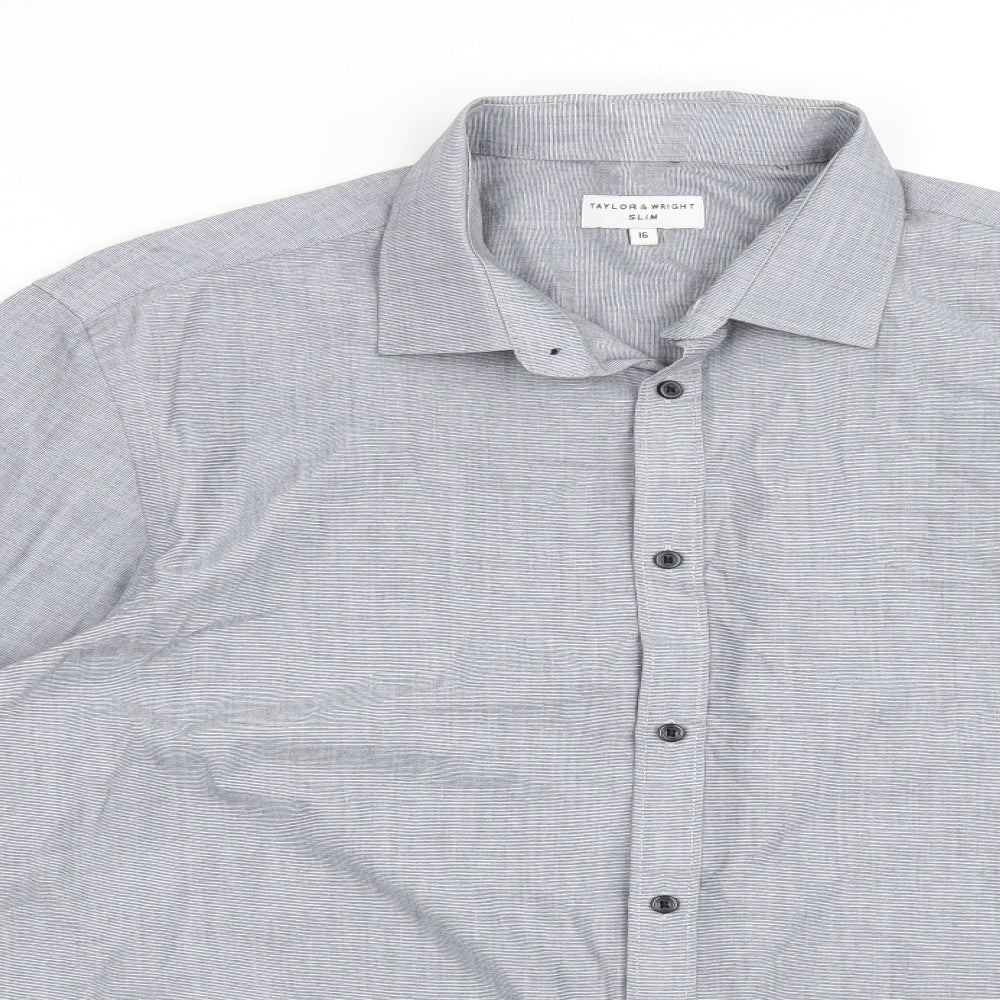 Taylor & Wright Mens Grey    Button-Up Size 16
