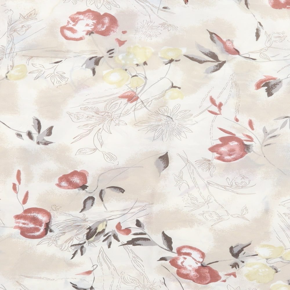 JMS Collection Womens Beige Floral  Basic Blouse Size L