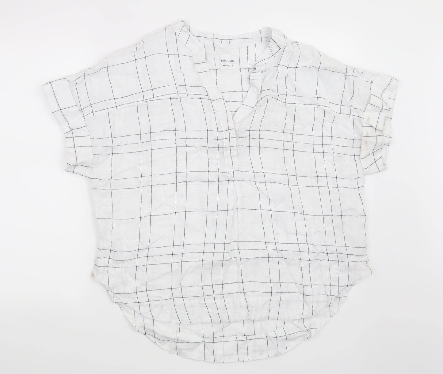 Marks and Spencer Womens White Check  Basic Blouse Size 14