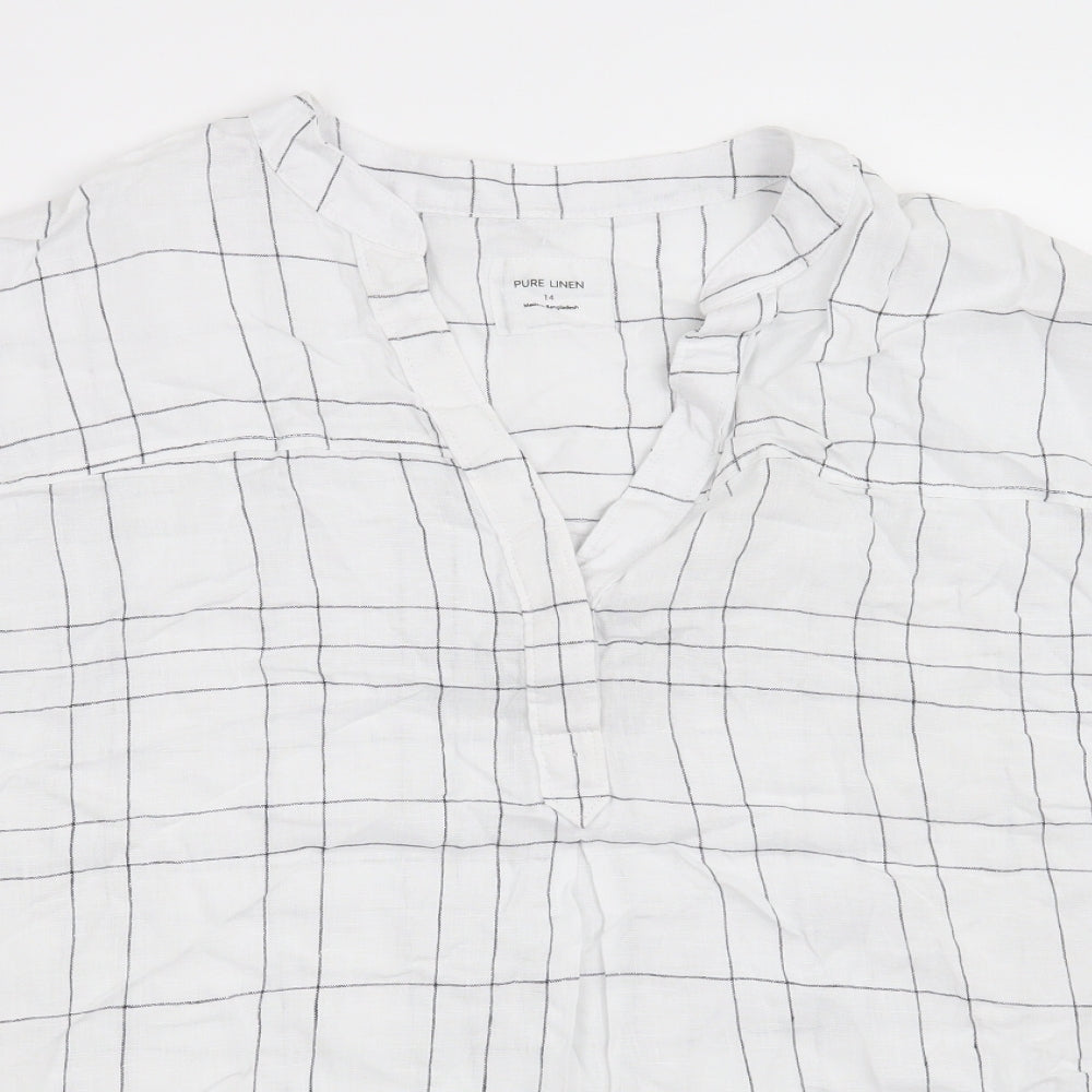 Marks and Spencer Womens White Check  Basic Blouse Size 14