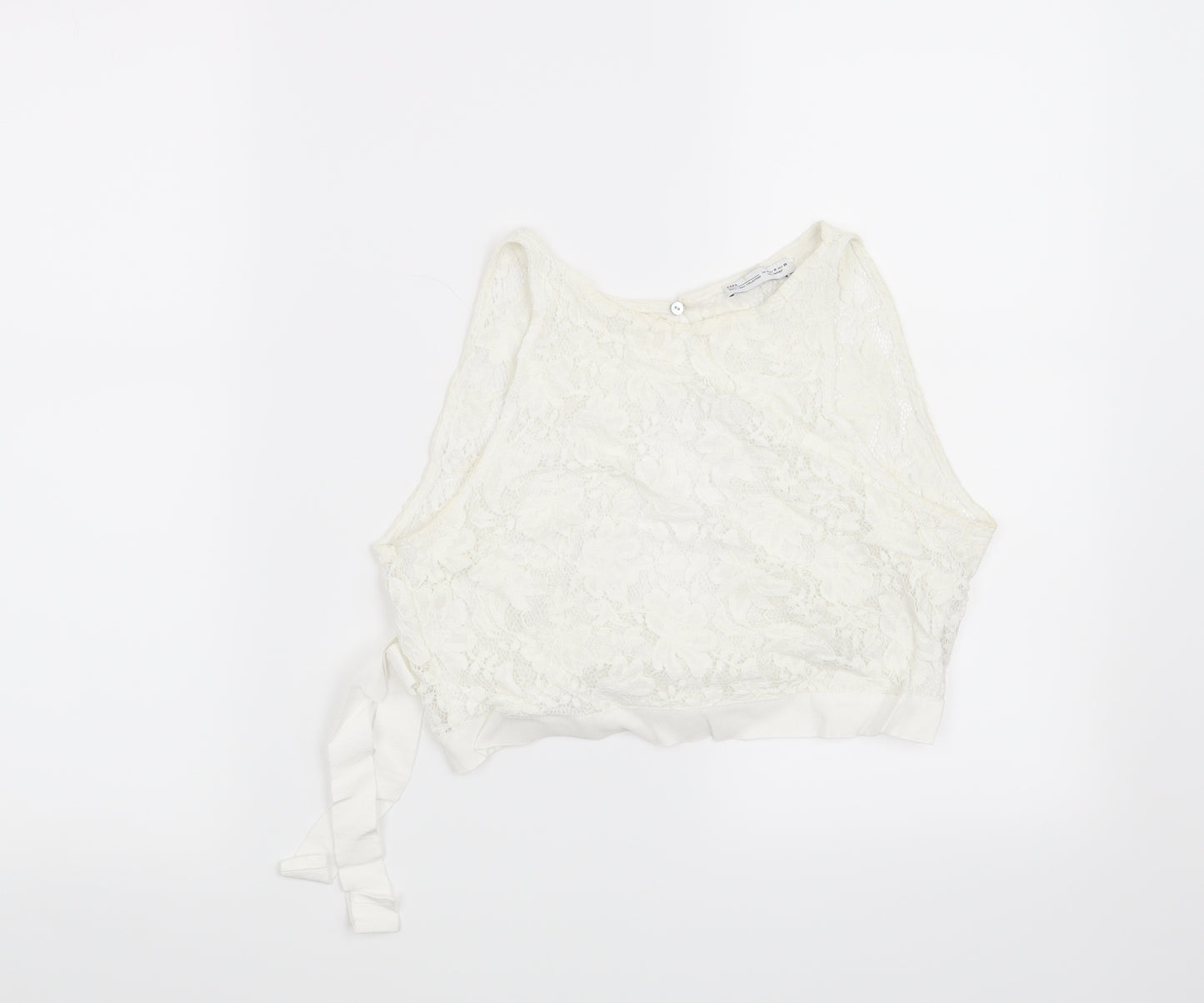 Zara Womens White Floral  Basic Blouse Size M