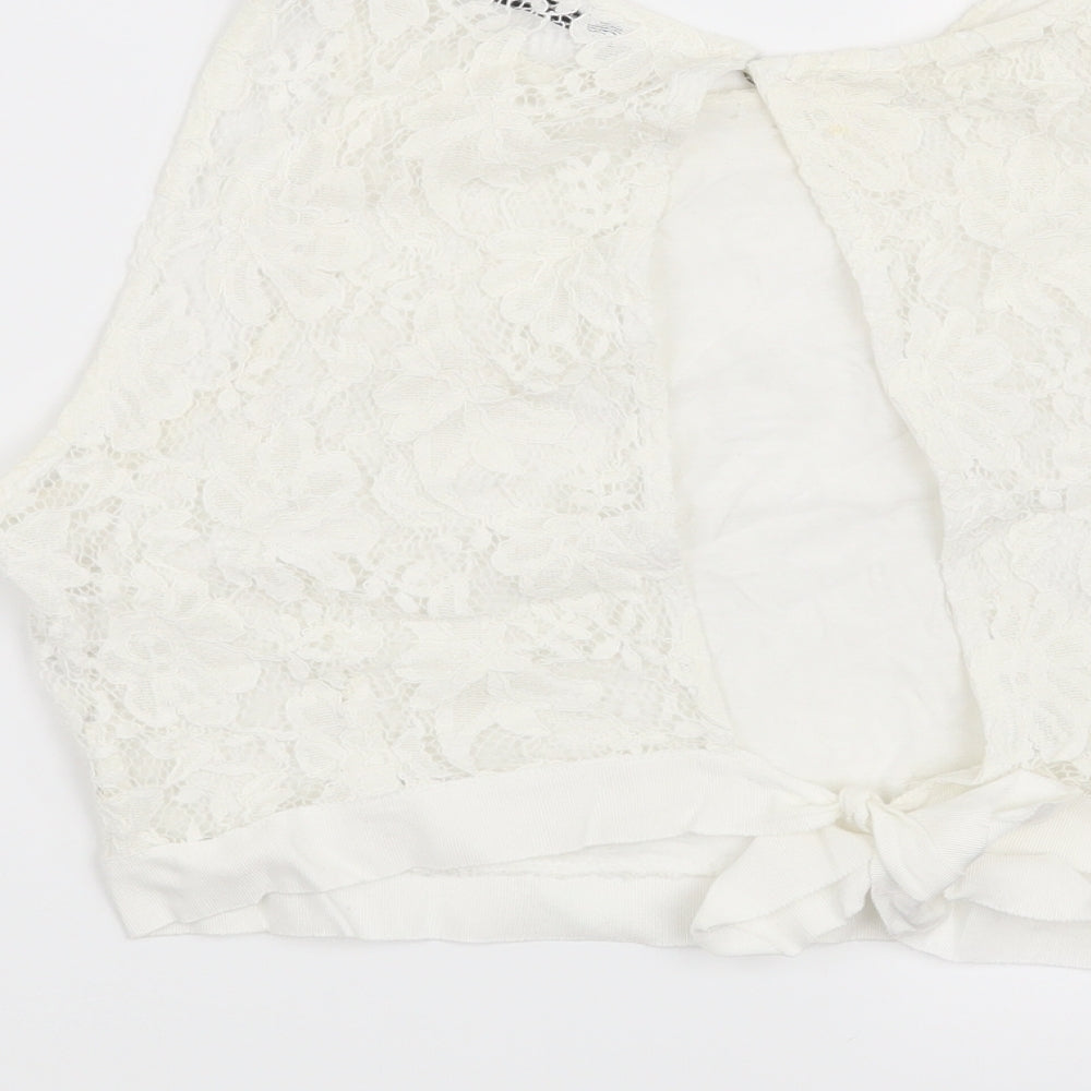 Zara Womens White Floral  Basic Blouse Size M