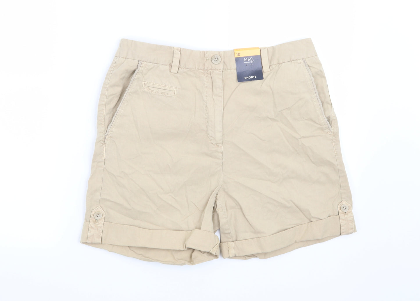 Marks and Spencer Womens Beige   Chino Shorts Size 10