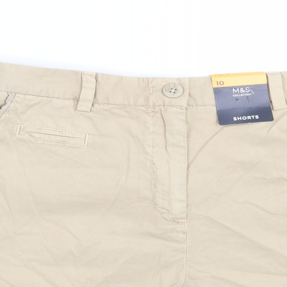 Marks and Spencer Womens Beige   Chino Shorts Size 10