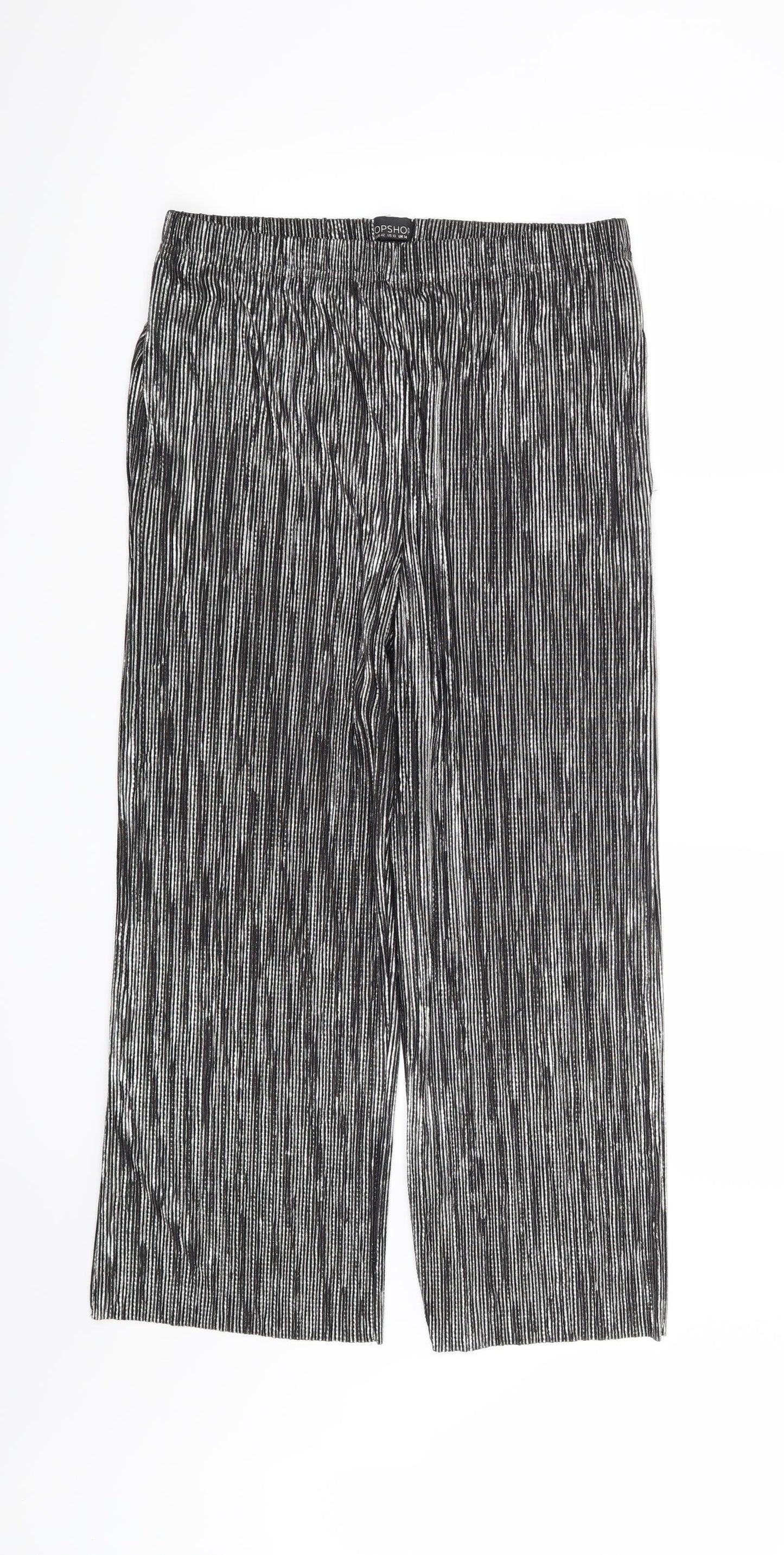 Topshop Womens Silver   Trousers  Size 14 L25 in