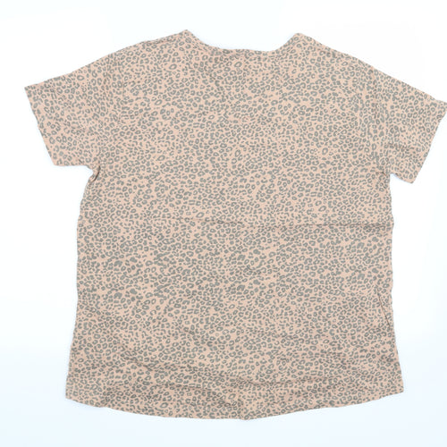 French Connection Womens Beige Animal Print  Basic T-Shirt Size S
