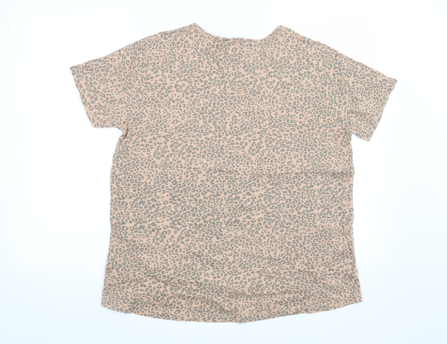 French Connection Womens Beige Animal Print  Basic T-Shirt Size S
