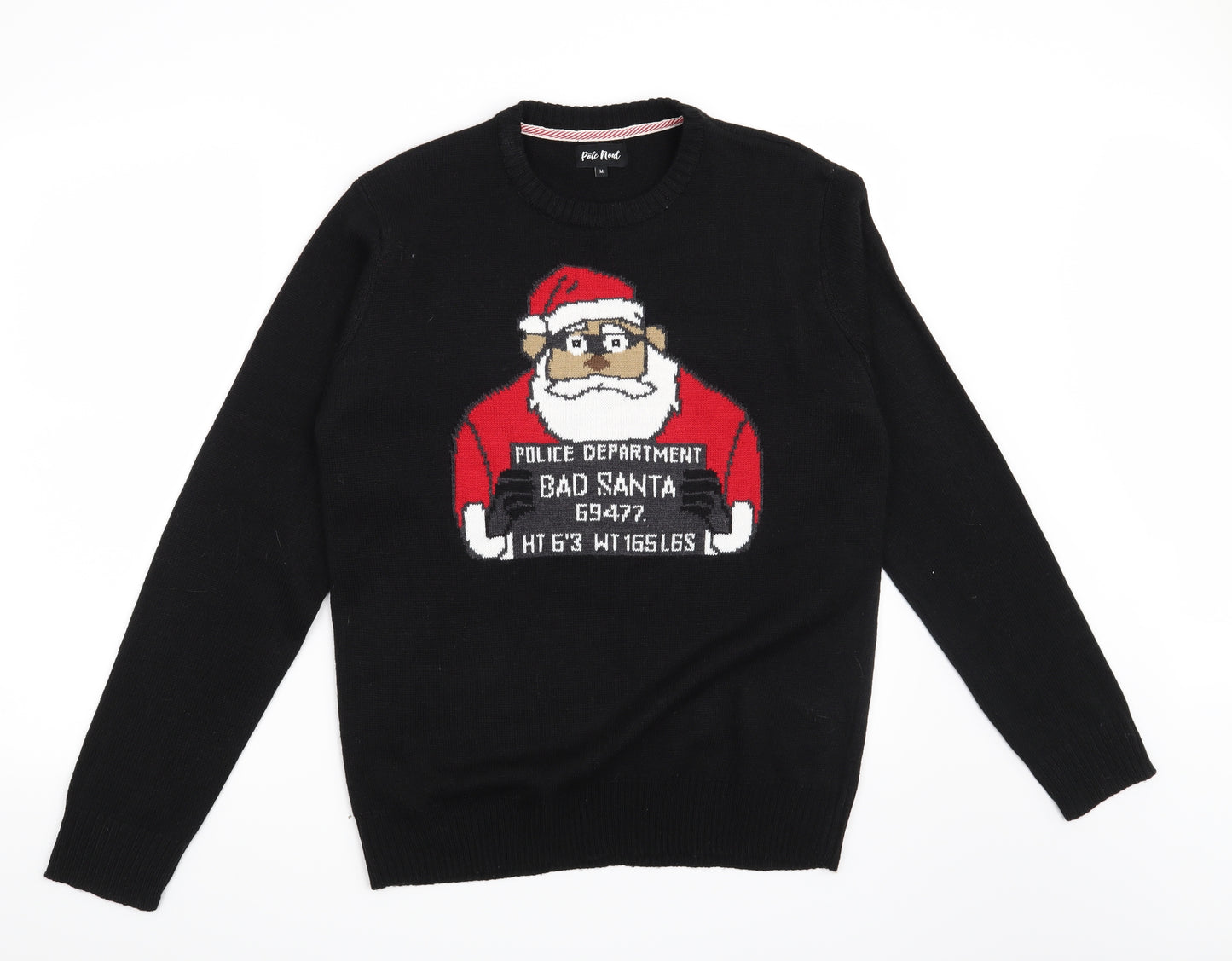 Pole Nord Mens Black   Pullover Jumper Size M  - Christmas Bad Santa