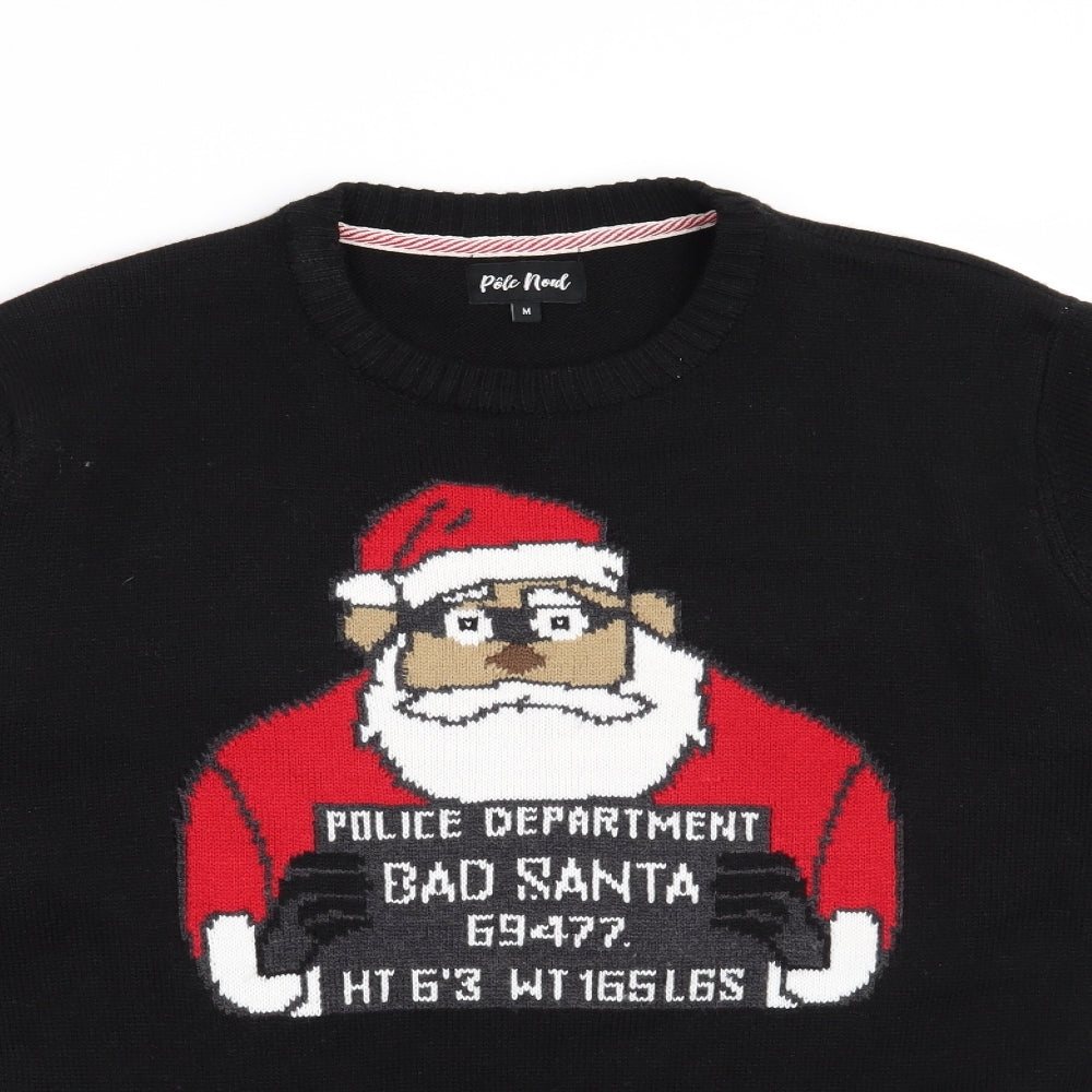 Pole Nord Mens Black   Pullover Jumper Size M  - Christmas Bad Santa