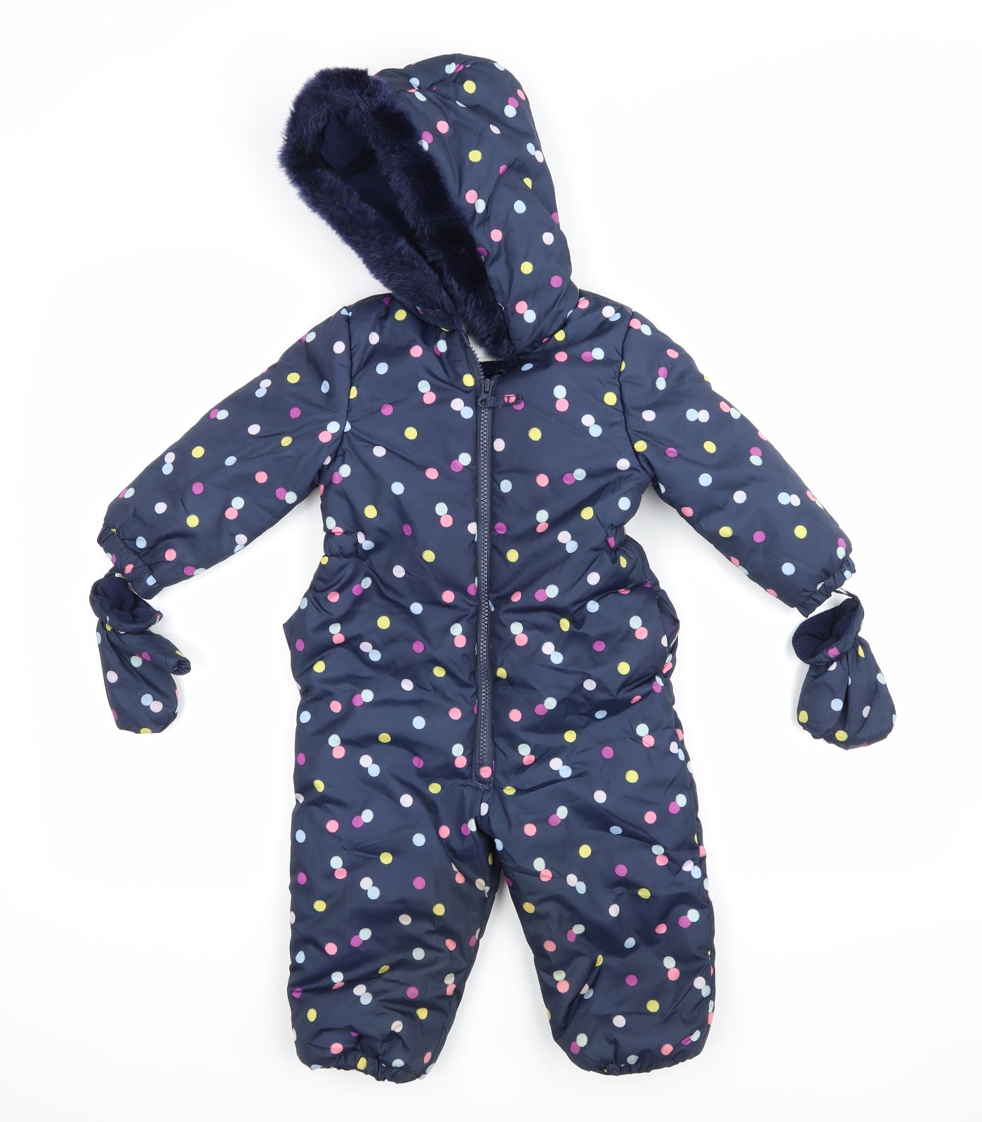 George Girls Blue Polka Dot  Coverall One-Piece Size 18-24 Months