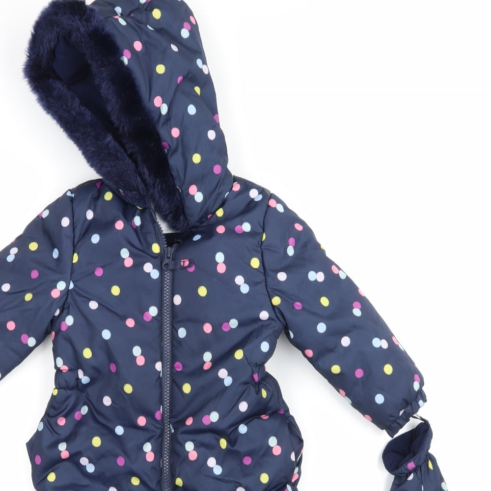 George Girls Blue Polka Dot  Coverall One-Piece Size 18-24 Months