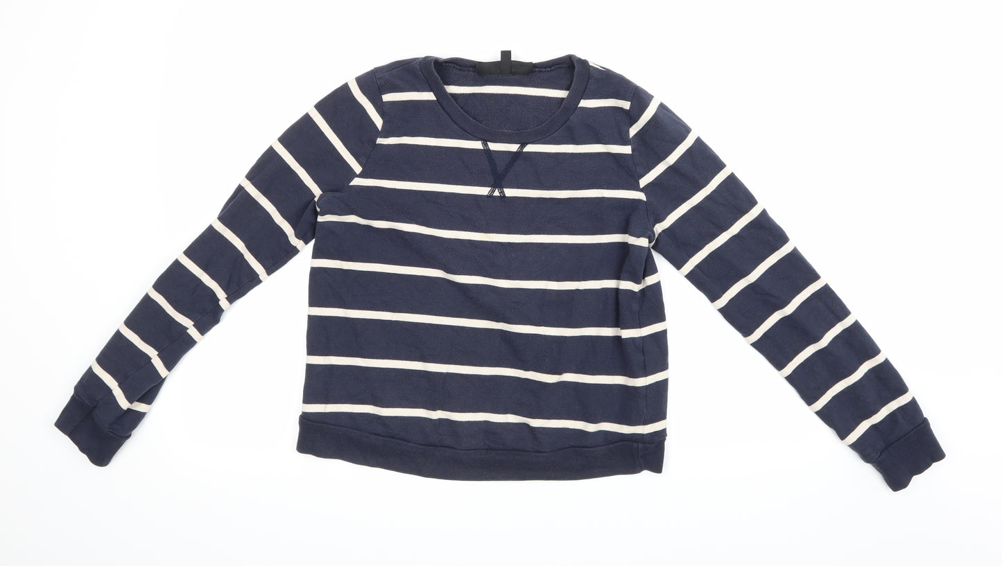 Topshop Womens Blue Striped  Pullover Sweatshirt Size 10