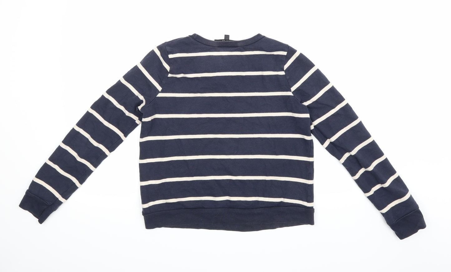 Topshop Womens Blue Striped  Pullover Sweatshirt Size 10