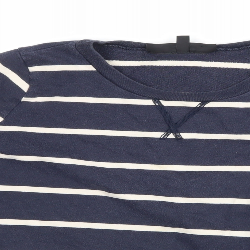 Topshop Womens Blue Striped  Pullover Sweatshirt Size 10