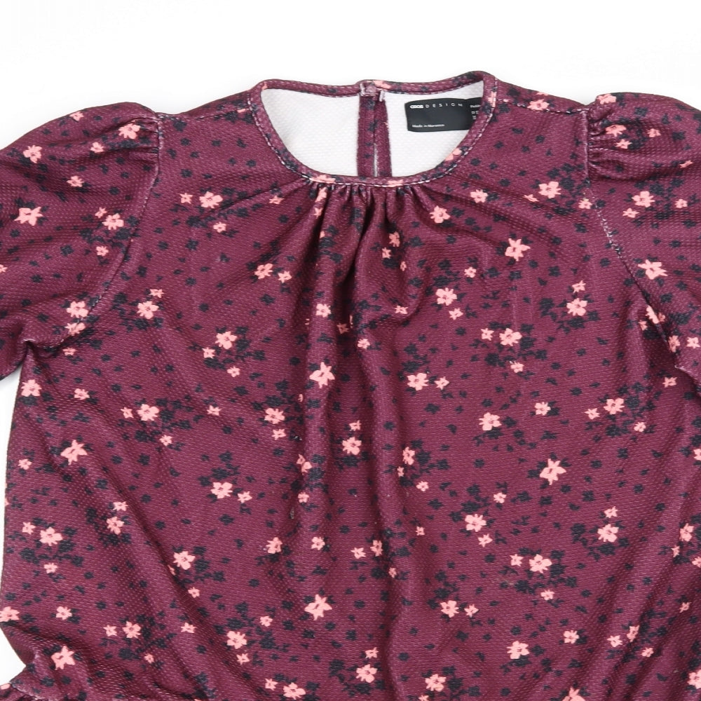 ASOS Womens Purple Floral  A-Line  Size 12