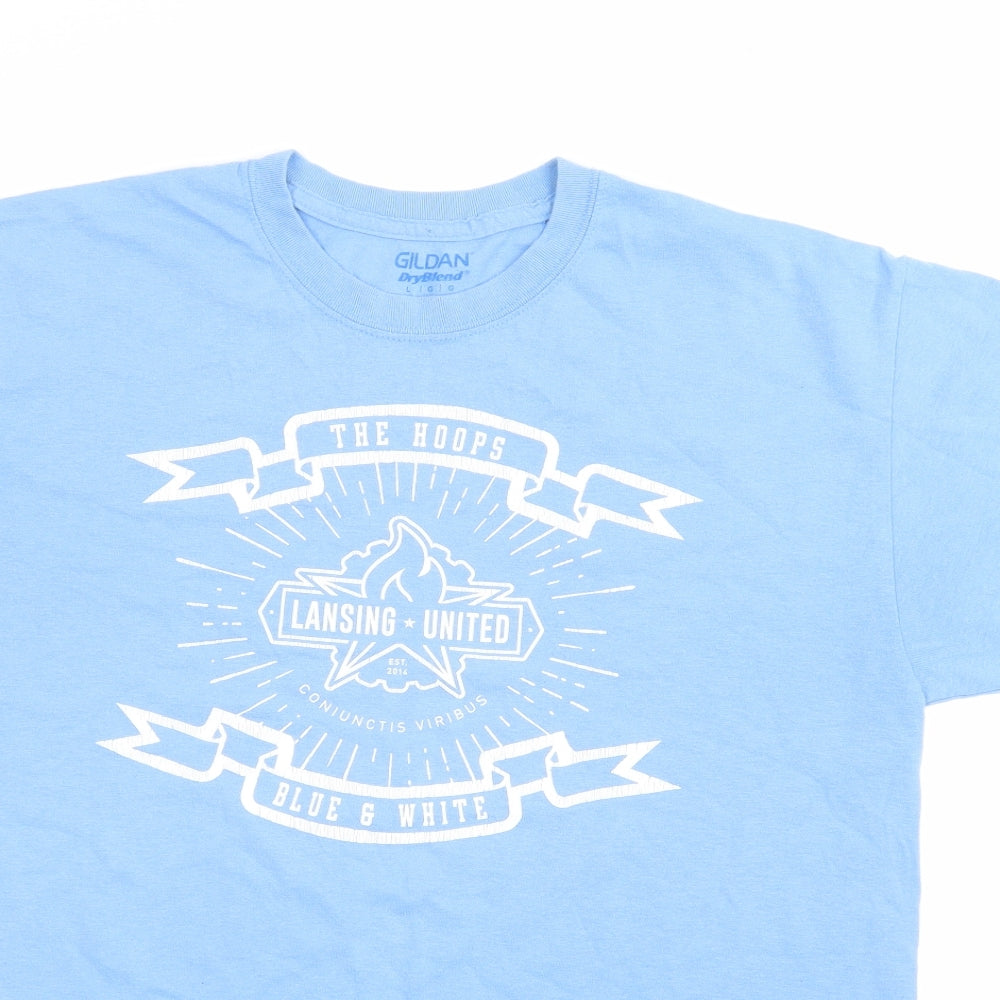 Gildan Mens Blue    T-Shirt Size L