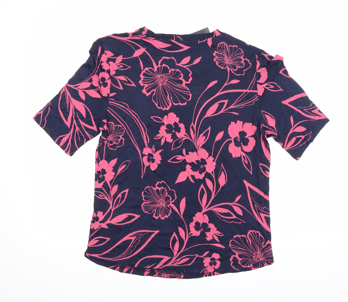 Marks and Spencer Womens Blue Floral  Basic T-Shirt Size 12