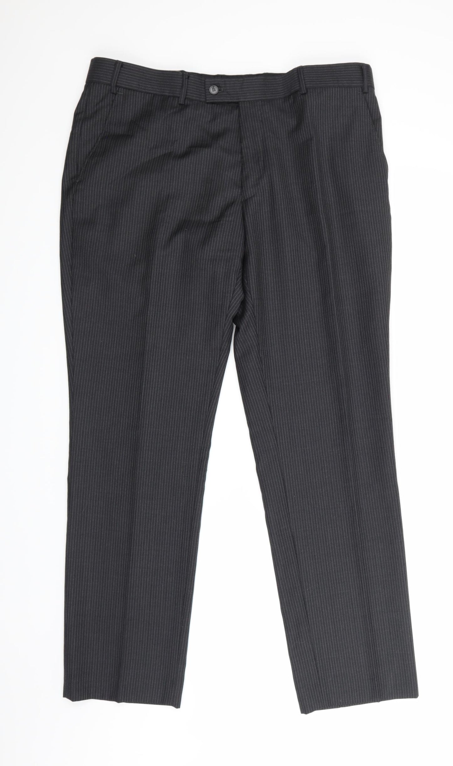 Preworn Mens Grey Striped  Trousers  Size 38 in L30 in