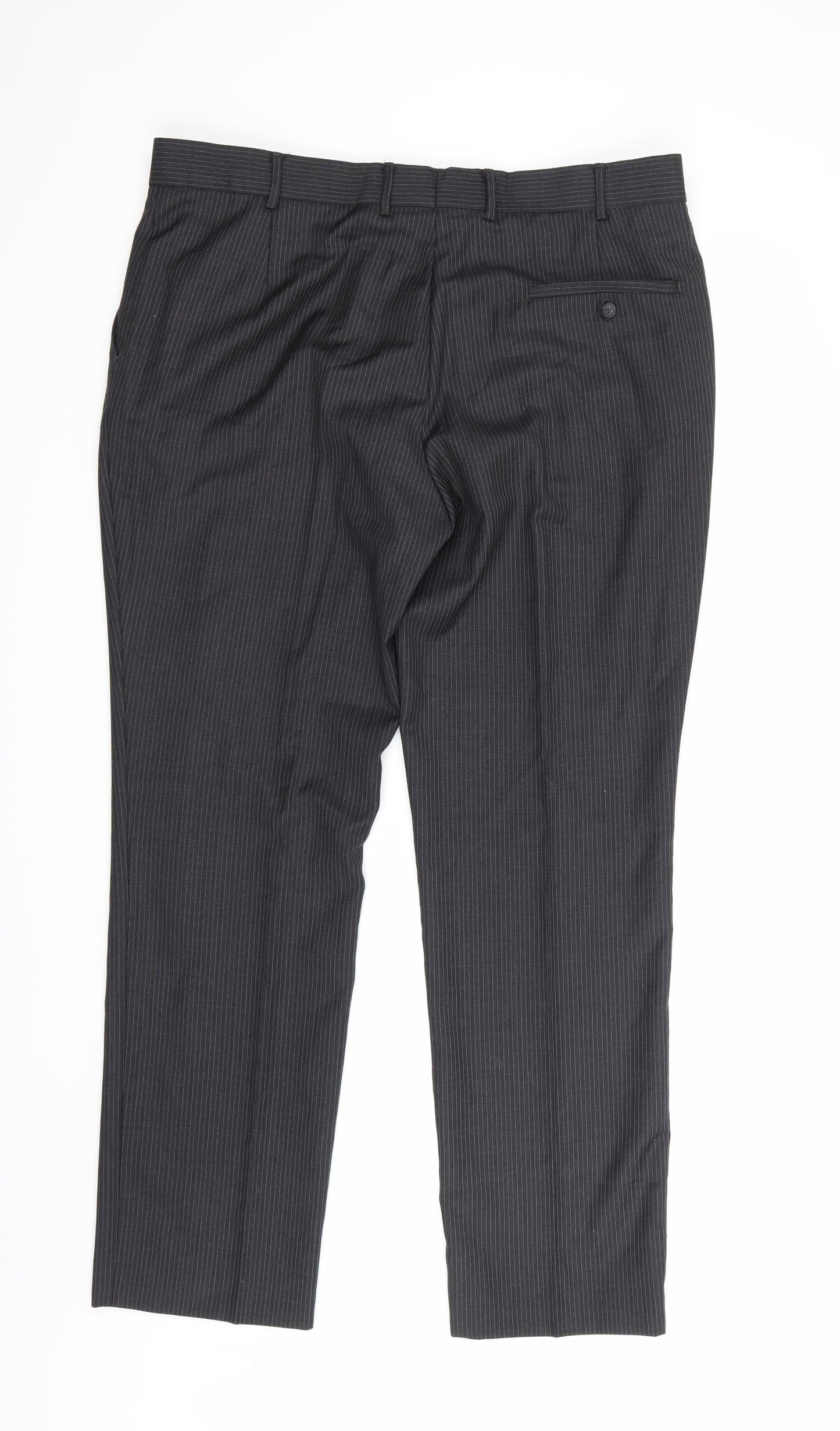 Preworn Mens Grey Striped  Trousers  Size 38 in L30 in