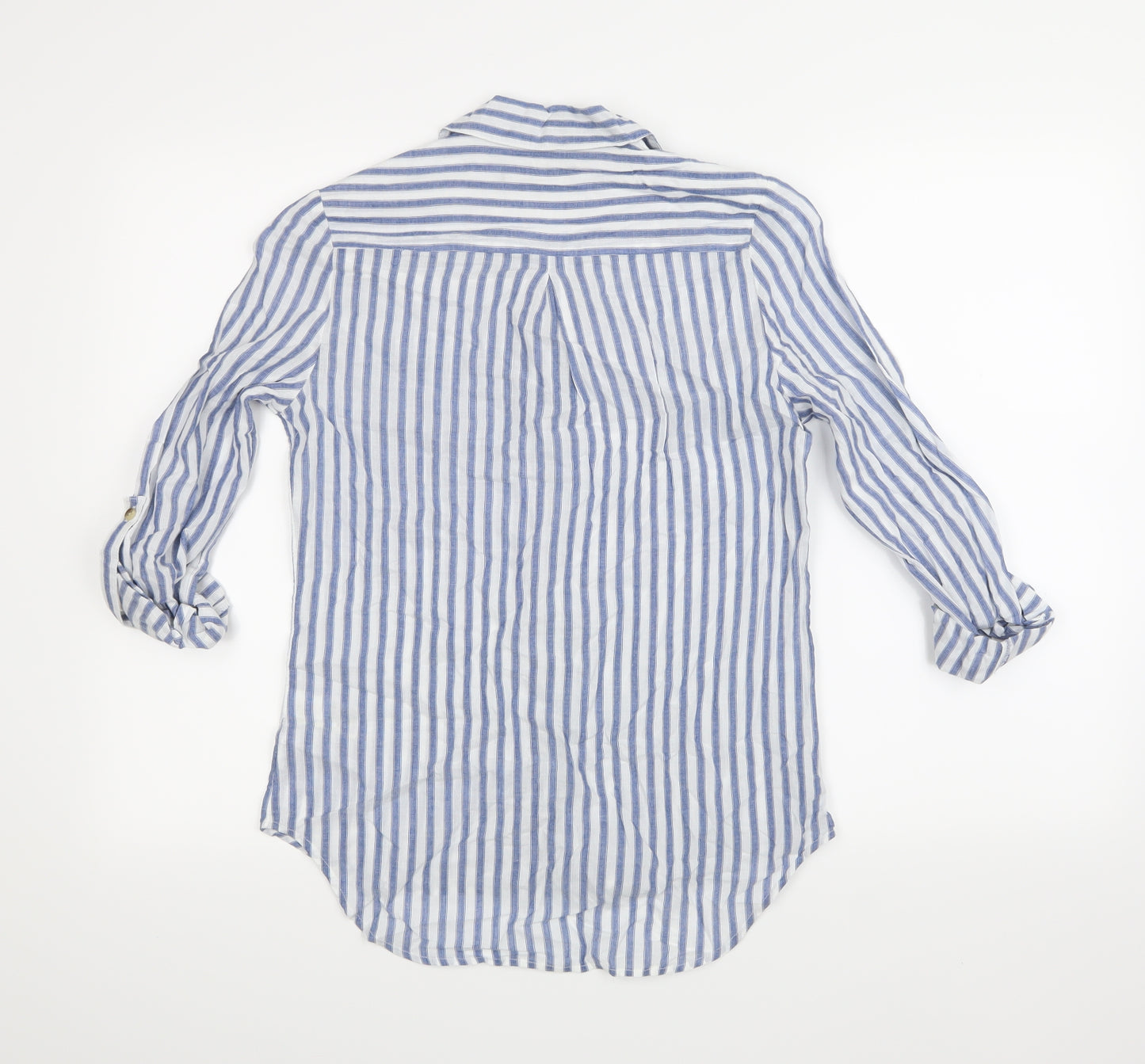 Marks and Spencer Womens Blue Striped  Basic Button-Up Size 6
