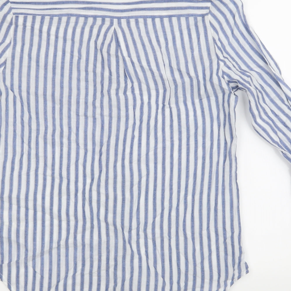 Marks and Spencer Womens Blue Striped  Basic Button-Up Size 6