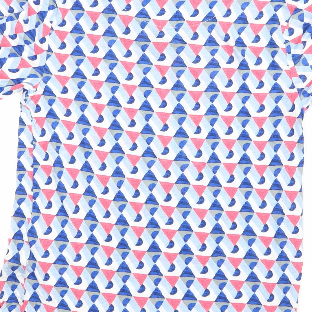 Marks and Spencer Womens Blue Geometric  Basic T-Shirt Size 8