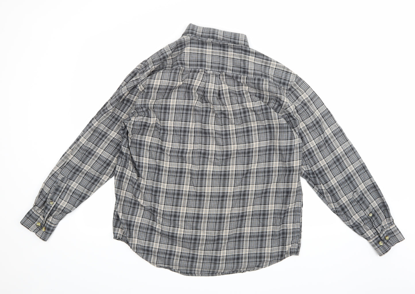 EWM Mens Grey Check   Button-Up Size M