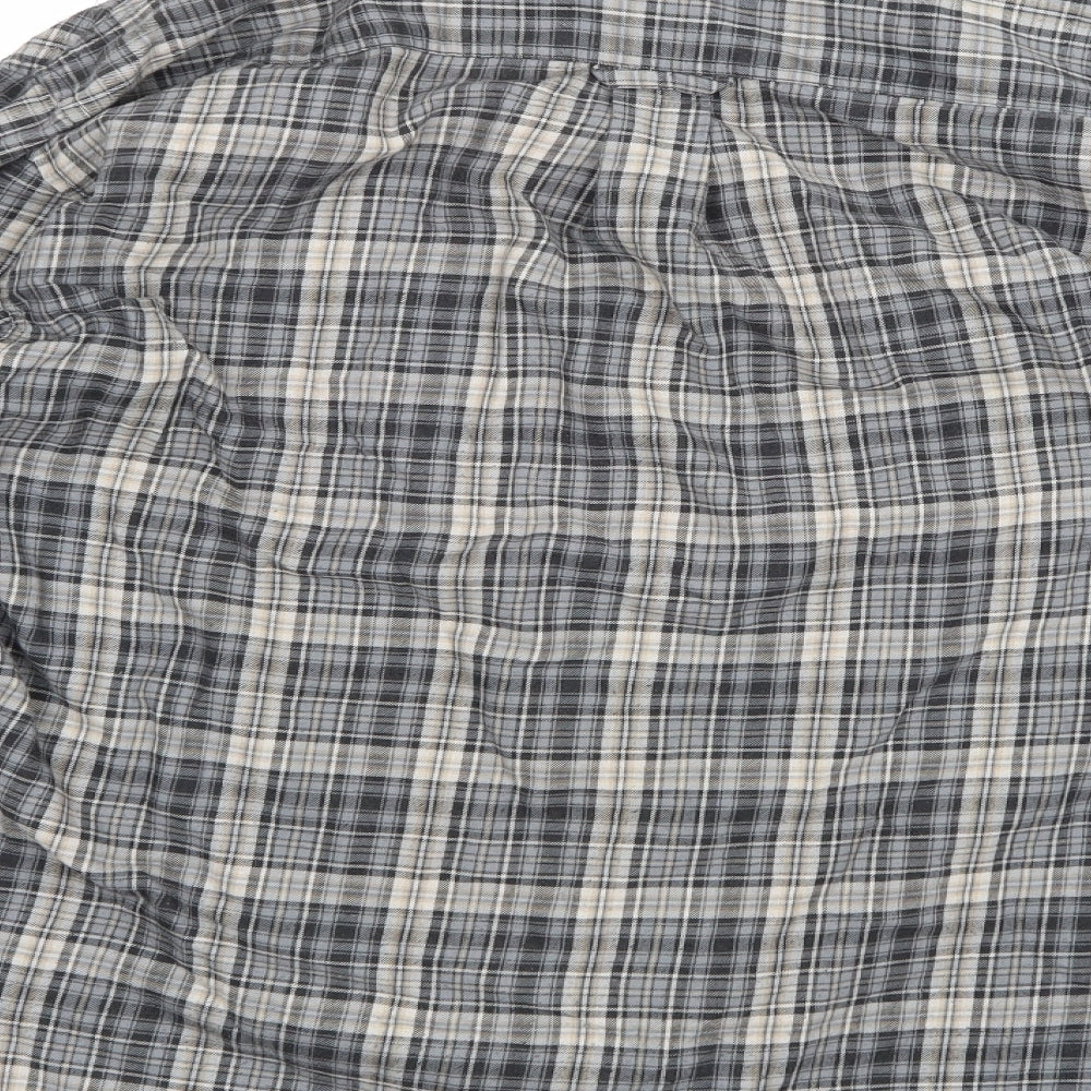 EWM Mens Grey Check   Button-Up Size M