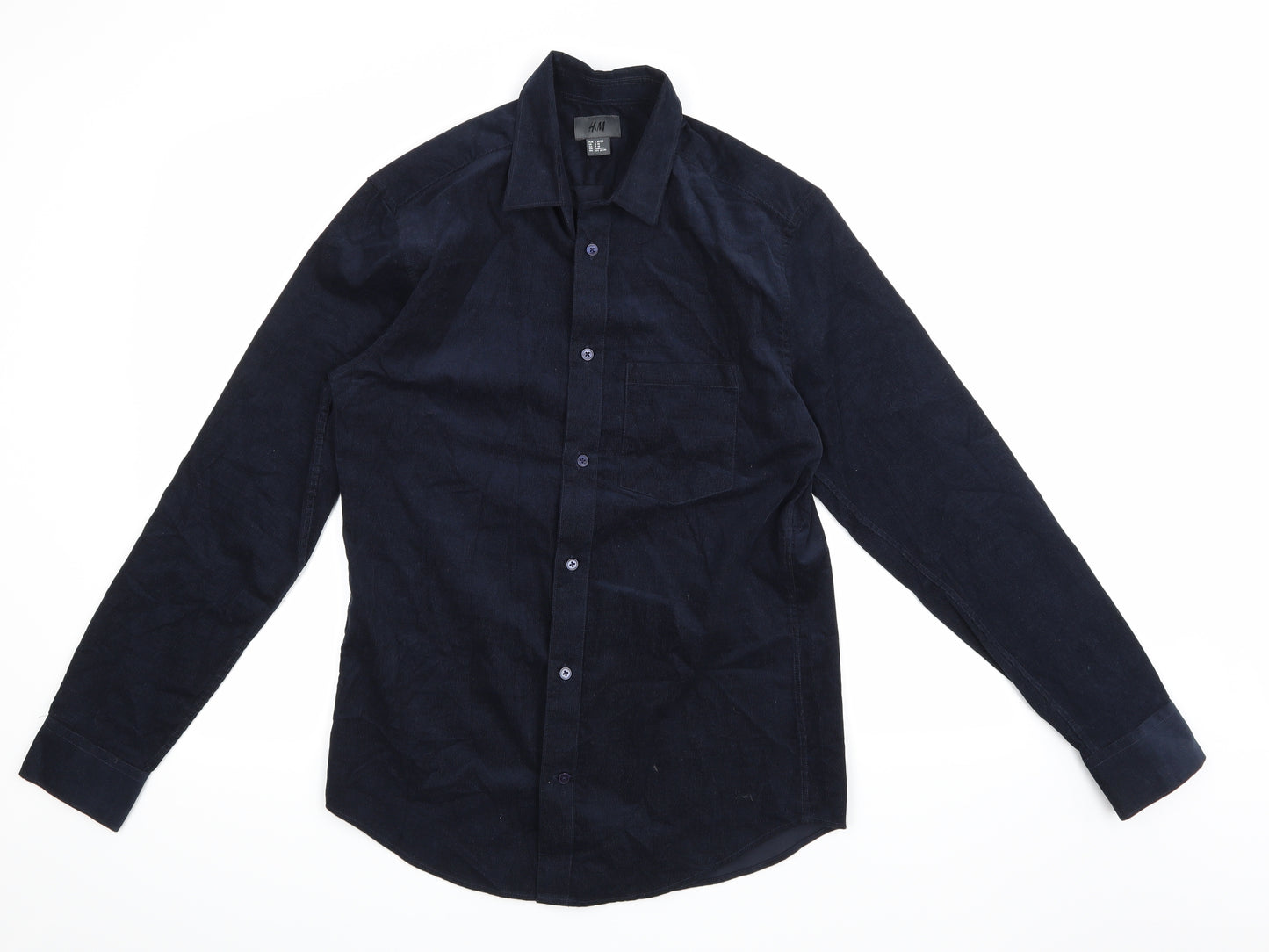 H&M Mens Blue  Corduroy  Dress Shirt Size S