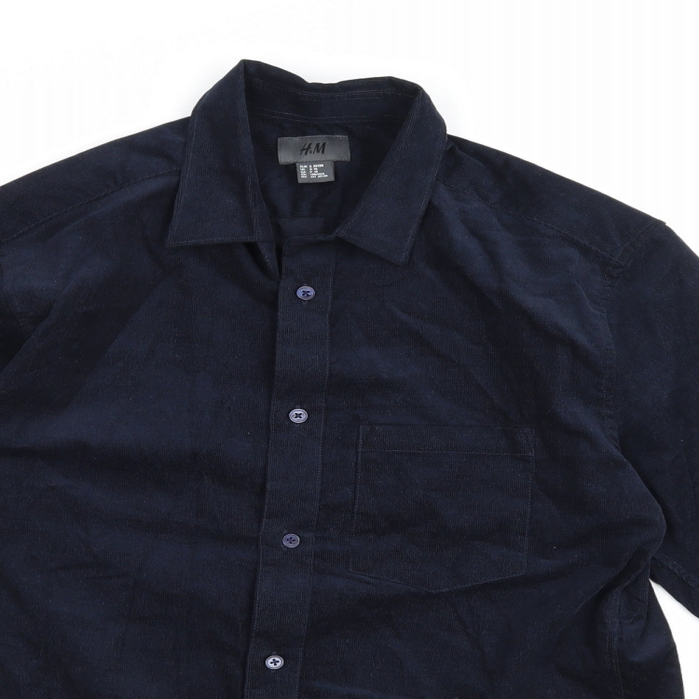 H&M Mens Blue  Corduroy  Dress Shirt Size S