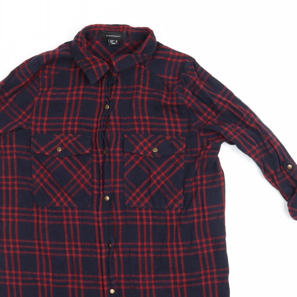 Atmosphere Womens Blue Check  Shirt Dress  Size 10