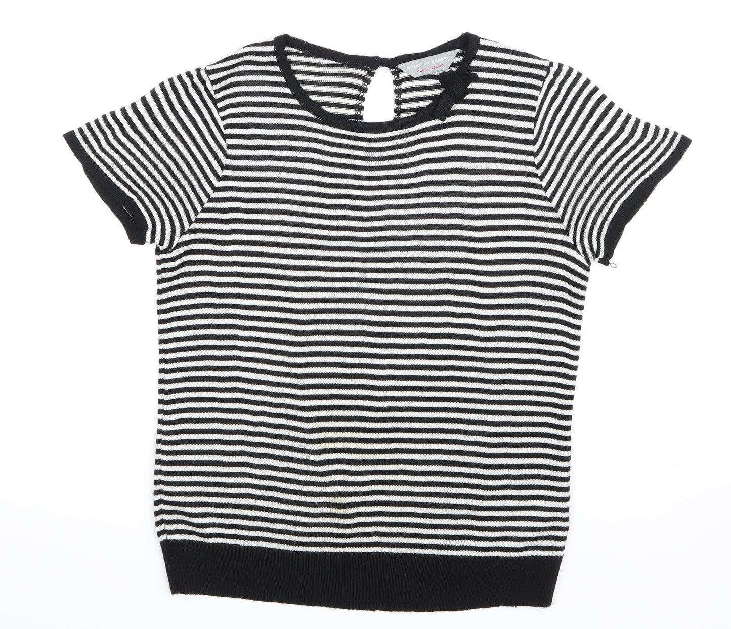 Dorothy Perkins Womens Black Striped Knit Basic Tank Size 12