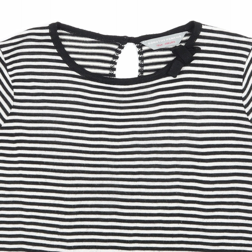 Dorothy Perkins Womens Black Striped Knit Basic Tank Size 12