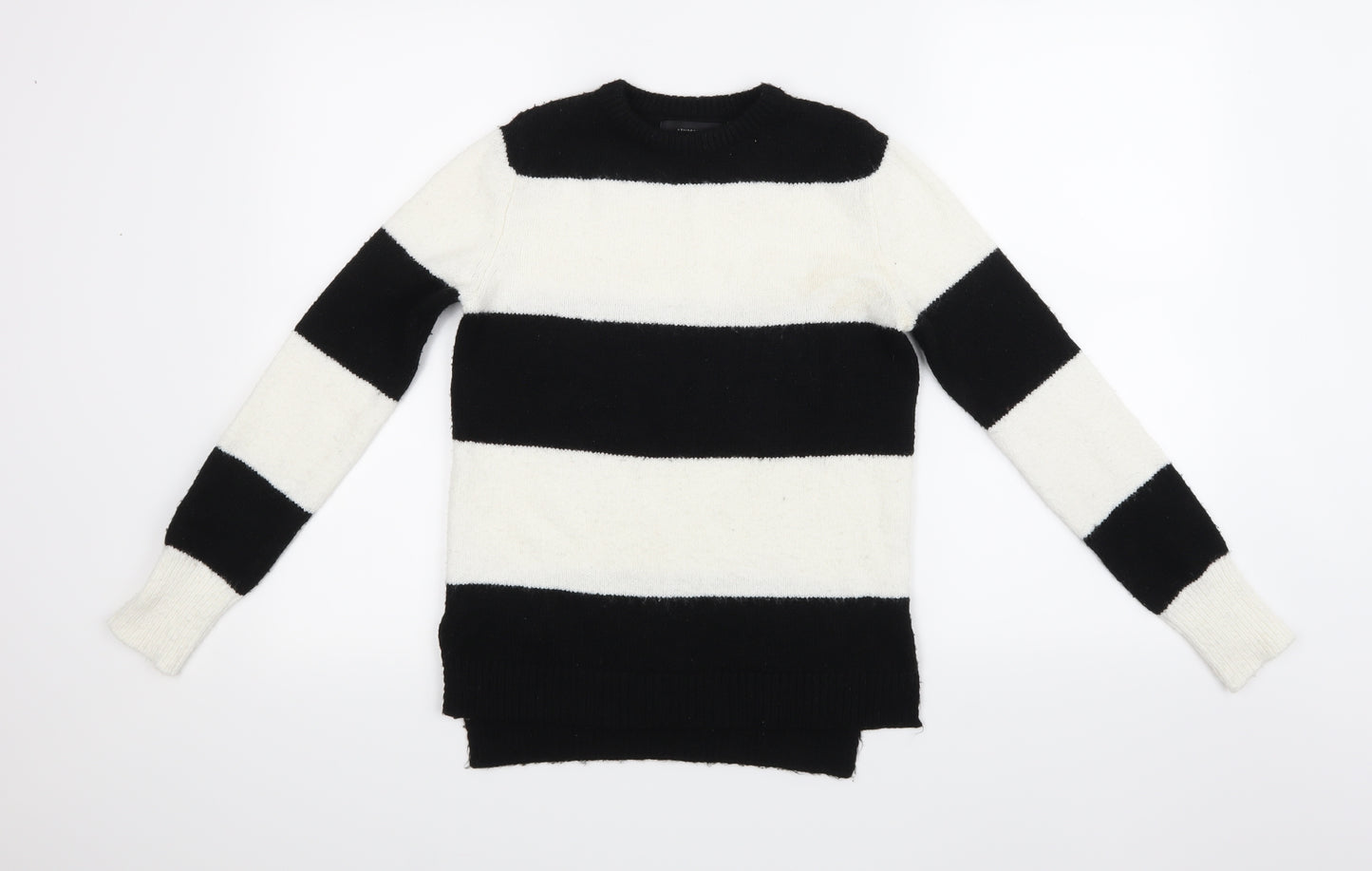 H&M Womens Black Striped Knit Pullover Jumper Size 8