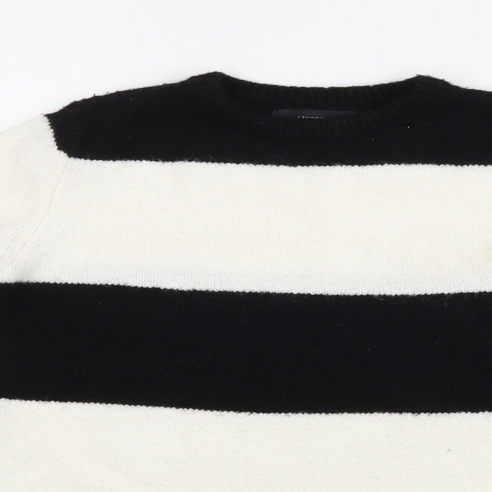 H&M Womens Black Striped Knit Pullover Jumper Size 8