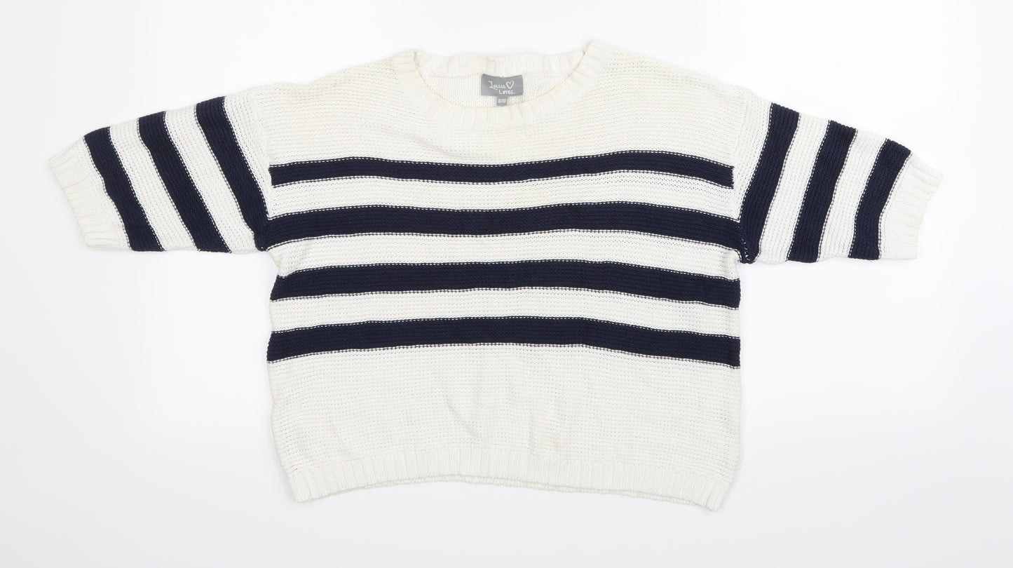 Lottie Loves Womens Beige Striped Knit Pullover Jumper Size 8